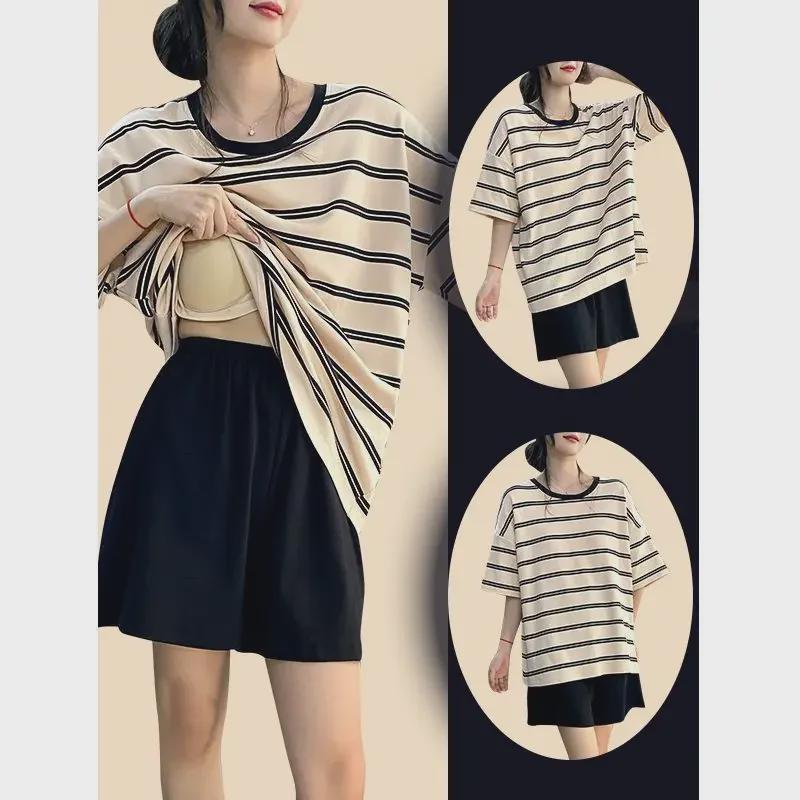 Dámské letní pyžamo s krátkým rukávem a vycpávkami na hrudi - Jednodílné měkké domácí oblečení