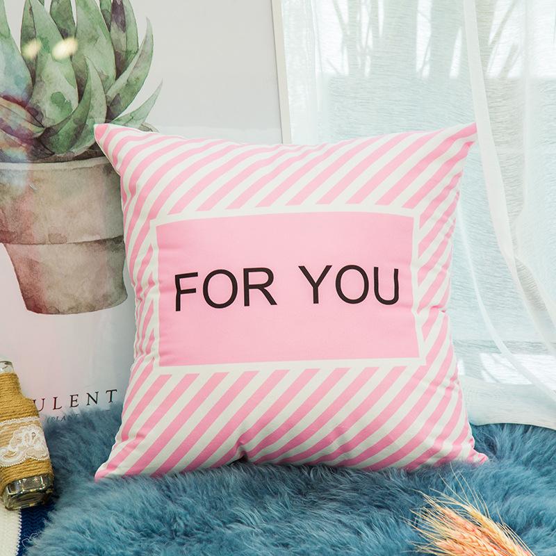 Geometric Pink Simple Fashion Pillow Modern Letter Cushion Ins Small Fresh Pillow Case Sofa Cushion Pillow