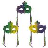 Mardi Gras Mask with Rhinestones Half Face Carnival Mask Sequins Tassel Masquerade Party Mask