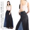 Long Denim Color Loose Winter [MSFQSNB] Women's Skirt, A-Line, Block, Pockets, Fit, Slimming, Leg-Lengthening, Elegant, Casual, Retro, Office,