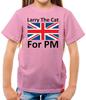 Larry Die Katze Als Premierminister - Kinder T-Shirt - Premierministerwahl Lustig