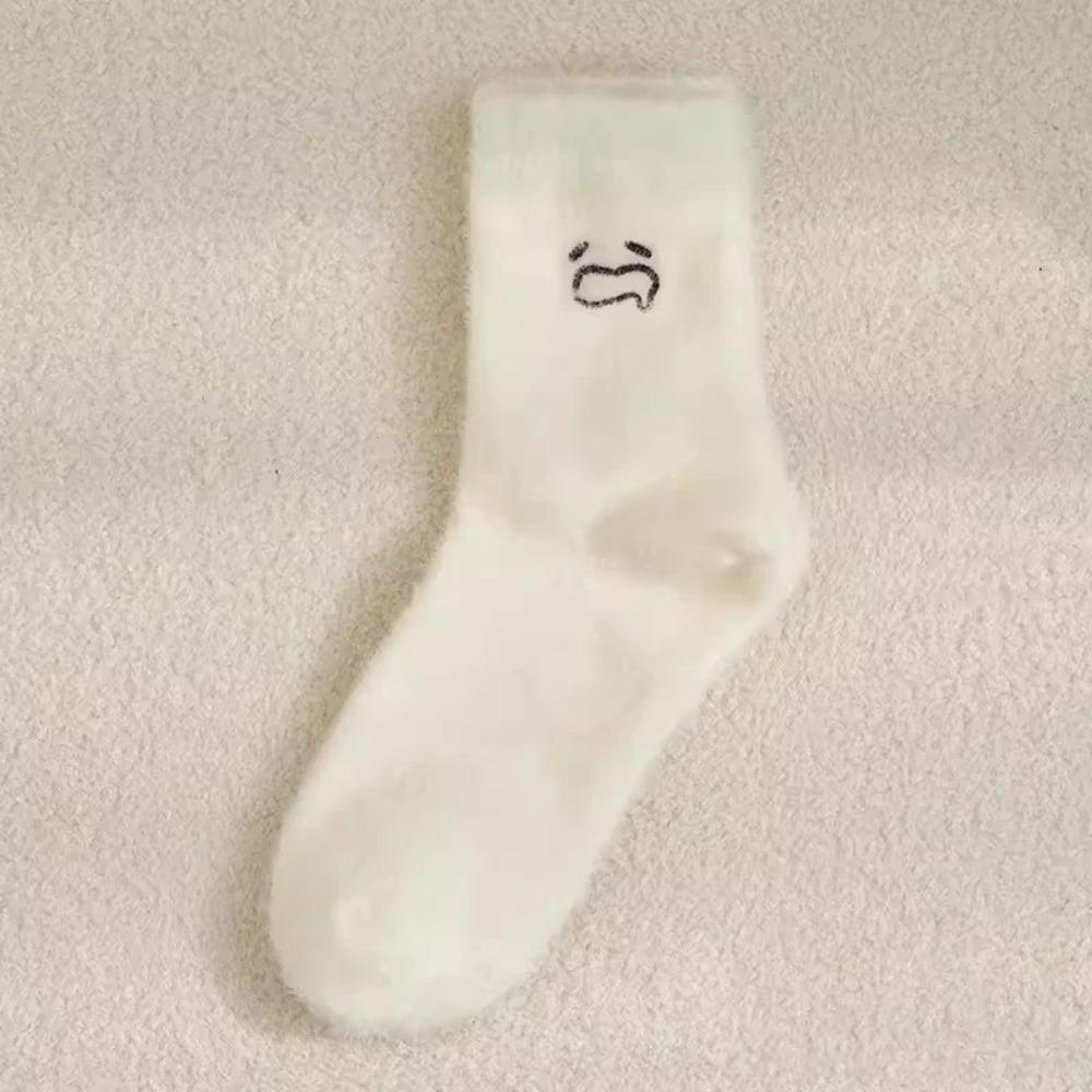Cartoon Expression Mink Velvet Socks Thickened Carpet Socks Fashion Soft Fluffy Bed Socks Girls