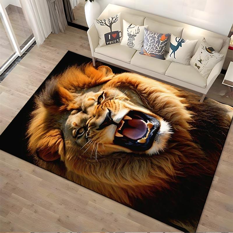 Realistic Roaring Lion Print Soft Carpet for Living Room Decor Suitable for Use As an Anti-slip for Living Room Bedroom Sofas
