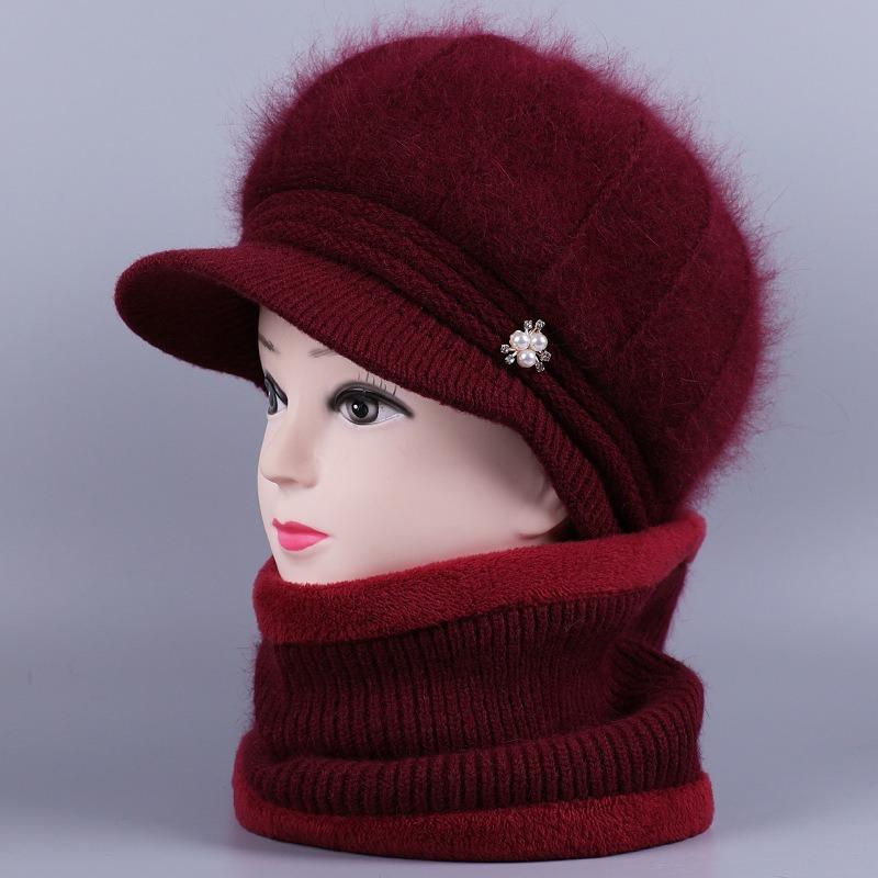 Mützen für ältere Menschen mittleren Alters, Wintermützen aus Wolle für Frauen, Kaninchenhaar mit dickem Samt, Mützen für ältere Frauen der Mutter, warme Mützen für die Großmutter