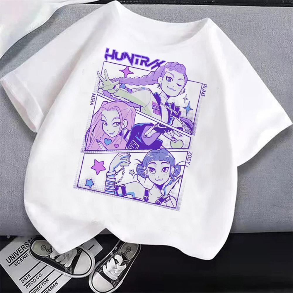 2025 Kpop Demon Hunters Children's Clothing Short Sleeve T-shirt Cute Kpop Demon Hunters T Shirt Harajuku Tshirt for Boys Girls