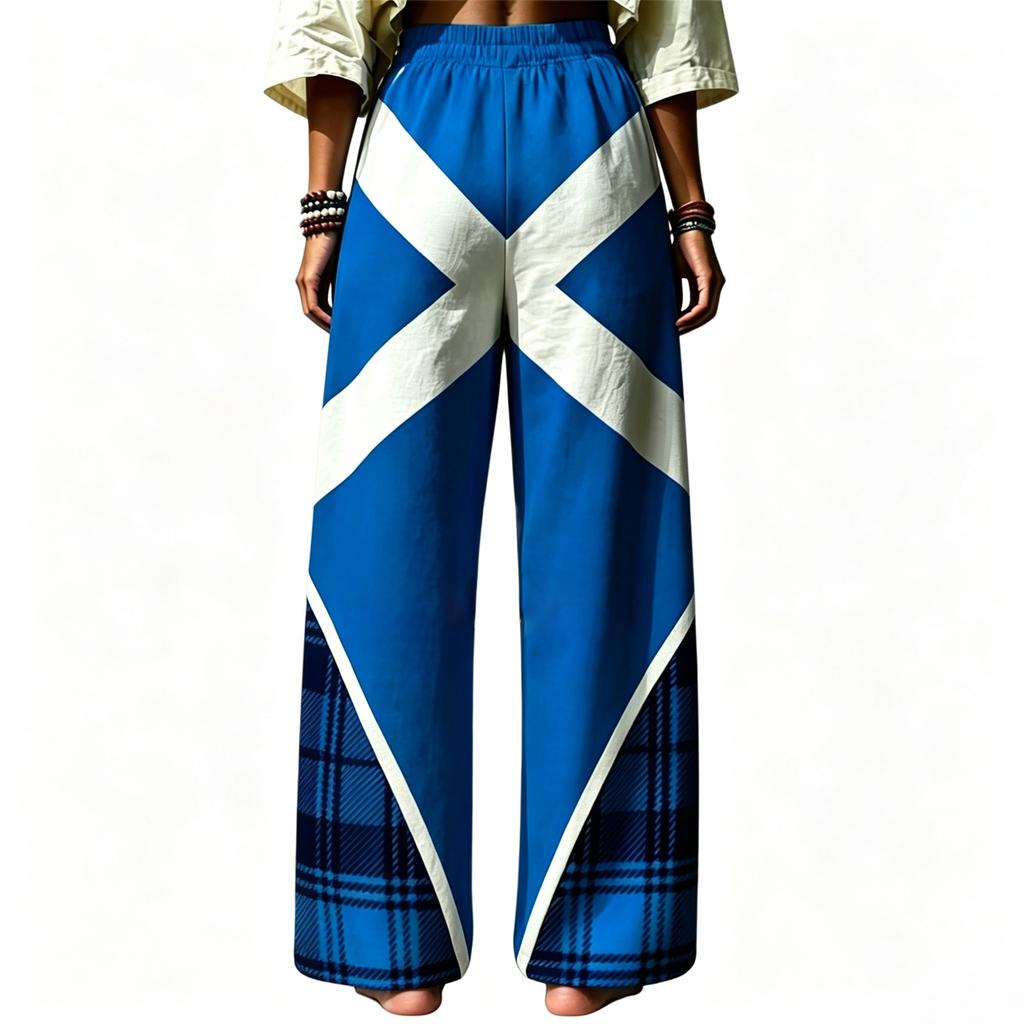 Women's Digital Print Wide Leg Pants High Waist Loose Fit Casual Polka Dot and Striped Trousers for Everyday Wear