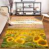 Sunflower Field with Inspirational Quote Non-slip Rug Suitable for Living Room and Bedroom Sofas.