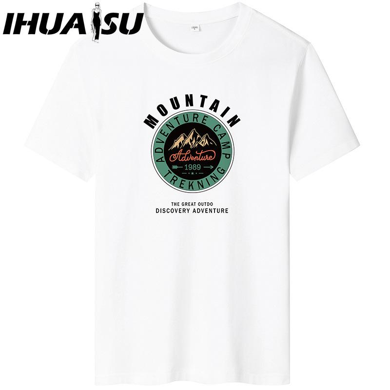 IHUASU Kurzarm-T-Shirt aus Baumwolle für Herren, modisch, lockeres Halbarmhemd, bedrucktes mitfühlendes Hemd