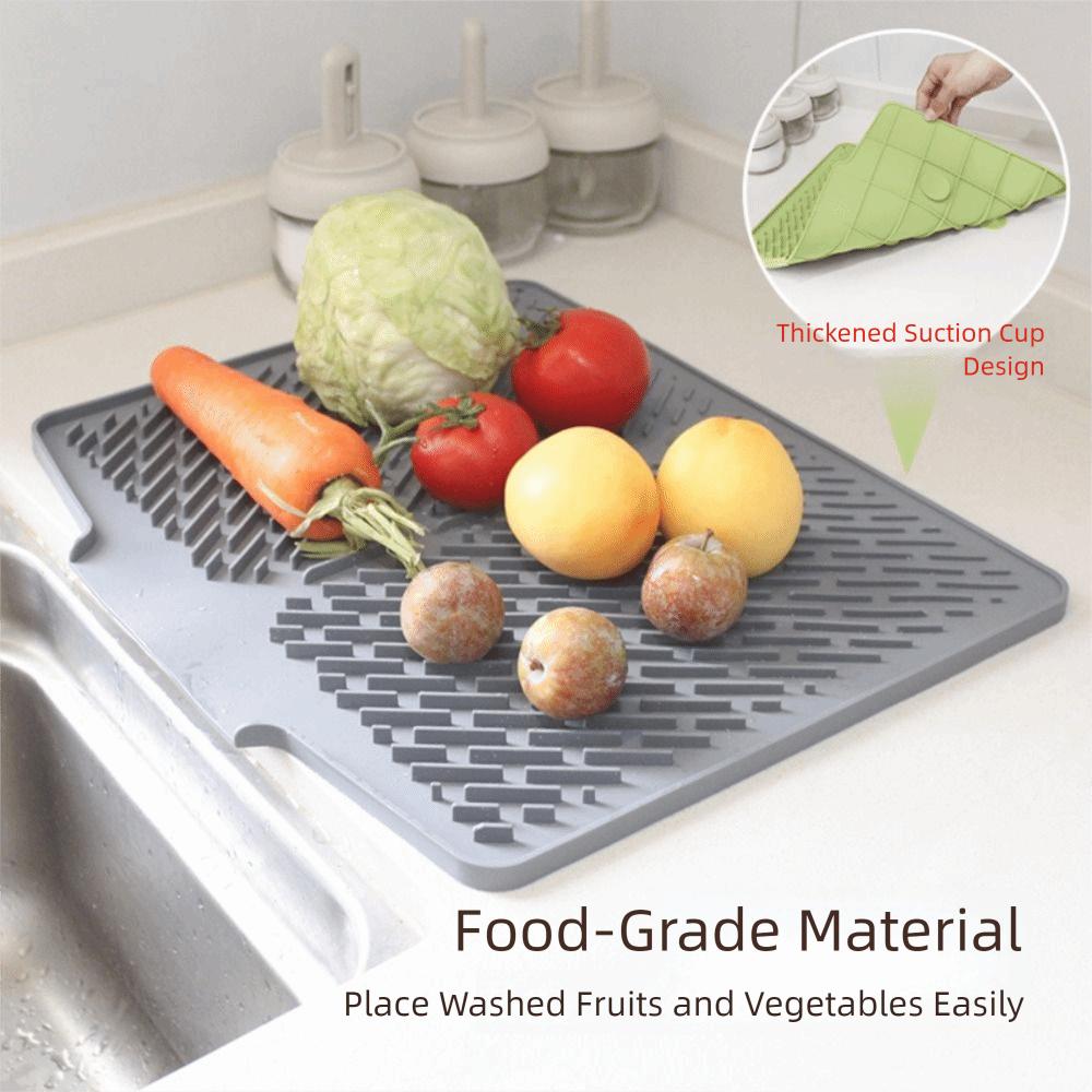 Non-slip Drainage Mat Silicone Sink Placemat Creative Dish Drying Mat for Kitchen Utensils
