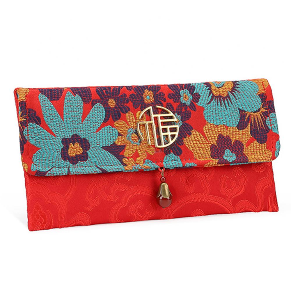 Chinese Style Lucky Money Bag Cloth Floral Red Envelope New Year Packet New Year's Money Pocket Money Spring Festival Supplies