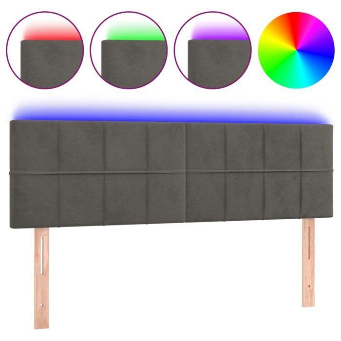 VidaXL LED Headboard Bedroom Furniture Double Bed Accessory Head of Bed Frame Interior Dark Grey 3121661