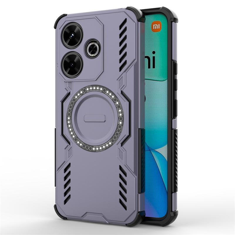 For Xiaomi Poco M6 Case For Poco M6 4G Shockproof Anti-knock Magnetic Adsorption Wireless Charge Back Cover For Poco M6 Case
