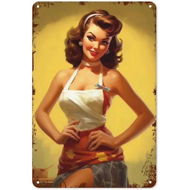 Vintage Pinup Girls Metal Tin Sign Wall Decor  Sexy Retro Art Posters for Man Cave Home Cafe Garden Club Bar  Iron Painting Plaq