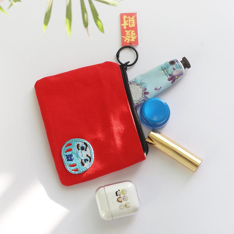 Japanese Lucky Canvas Purse Lucky Charm Trinkets Pendant Good Luck Fortune Wealth Student Coin Bag Ladies Small Wallet