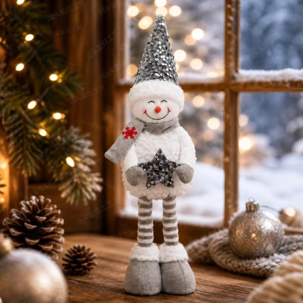 Stretchable Christmas Standing Snowman Sequined Telescoping Snowman Figurine Gifts Giving