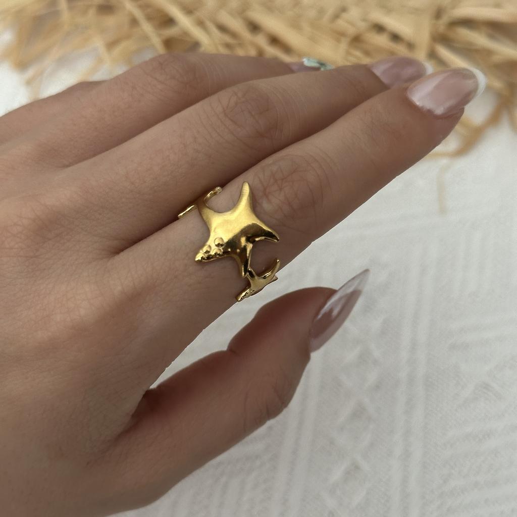 Stainless Steel Hollow Wide Rings for Women Men Gold Color Vintage Irregular Tree Branch Opening Ring Waterproof Party Jewelry