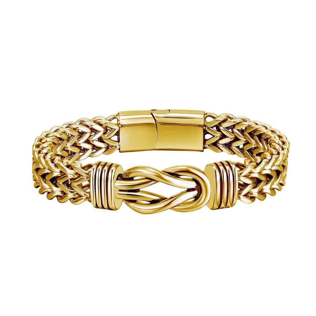 Men’s Stainless Steel Double Row Woven Dragon Bone Magnetic Bracelet