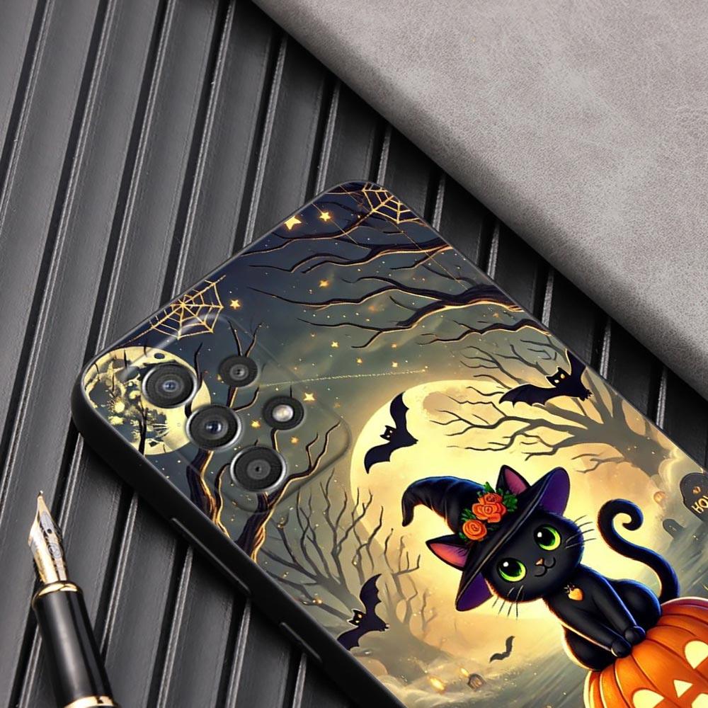 Happy Halloween Cat Pumpkin Phone Case A56 5G For Samsung Galaxy A56 A55 A36 A26 A16 A54 A52 A35 A34 A25 A21S A15 A06 Soft Cover