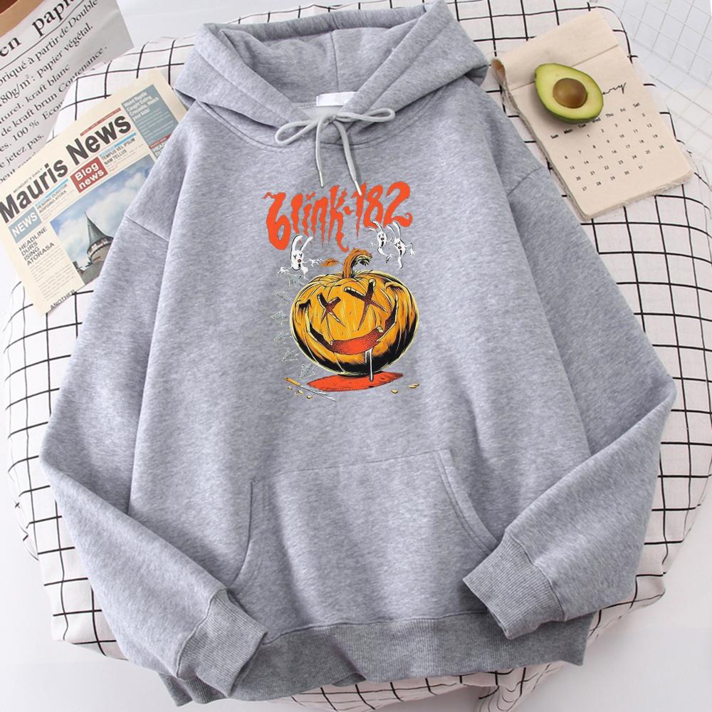 Halloween Pumpkin Blink 182 Letter Graphic Hoodies Men Women Casual Warm Tracksuit Korean Fashion Oversized Loose Unisex Sweatshirts