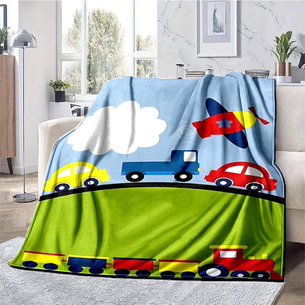 Cute Cars Theme Printed Blanket - Perfect for Couch, Bed, Travel & Outdoor Use | Machine Washable, Cozy & Durable.