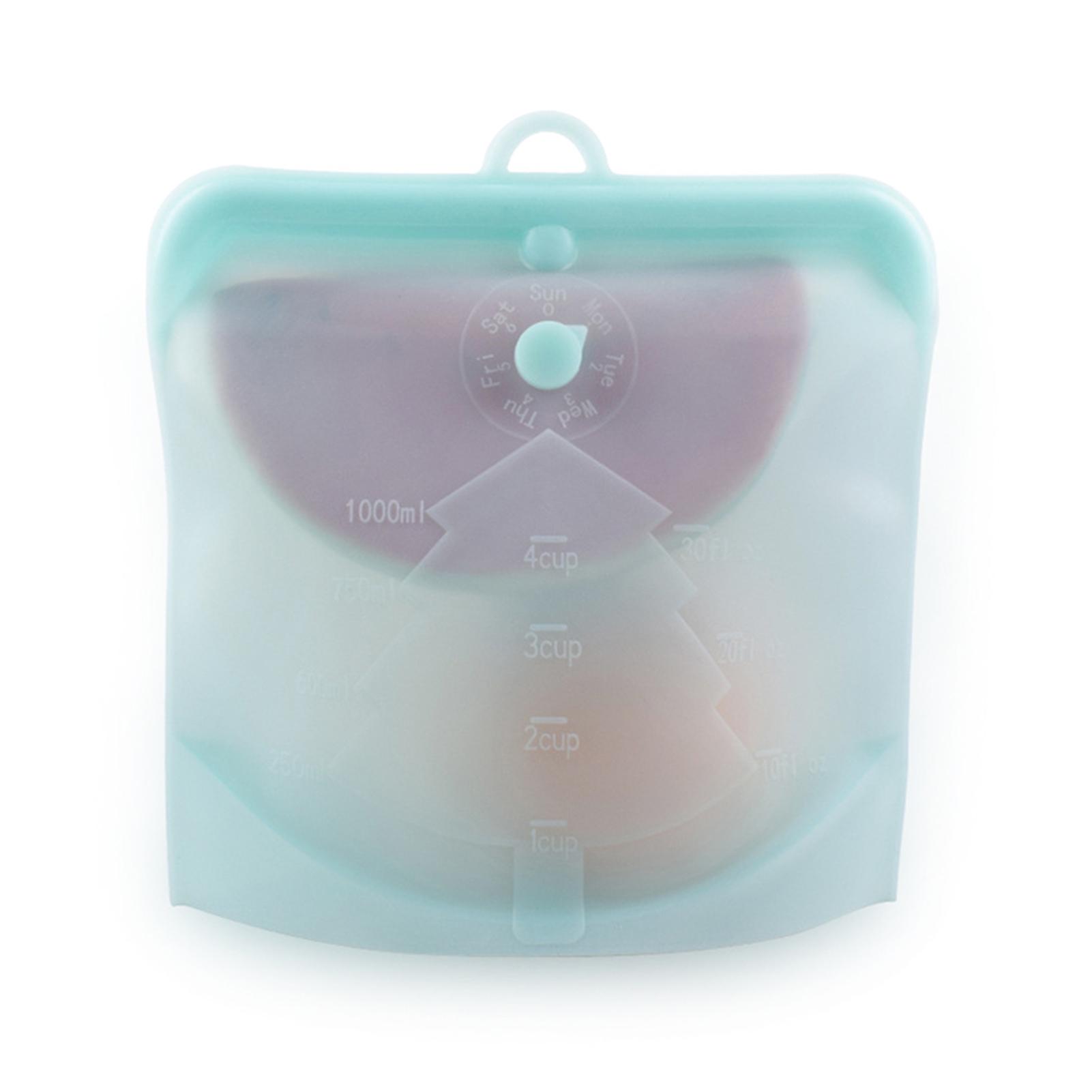 Многоразовый силиконовый пакет для еды без зажимов, большой емкости, герметичный, для хранения и сохранения свежести продуктов синий