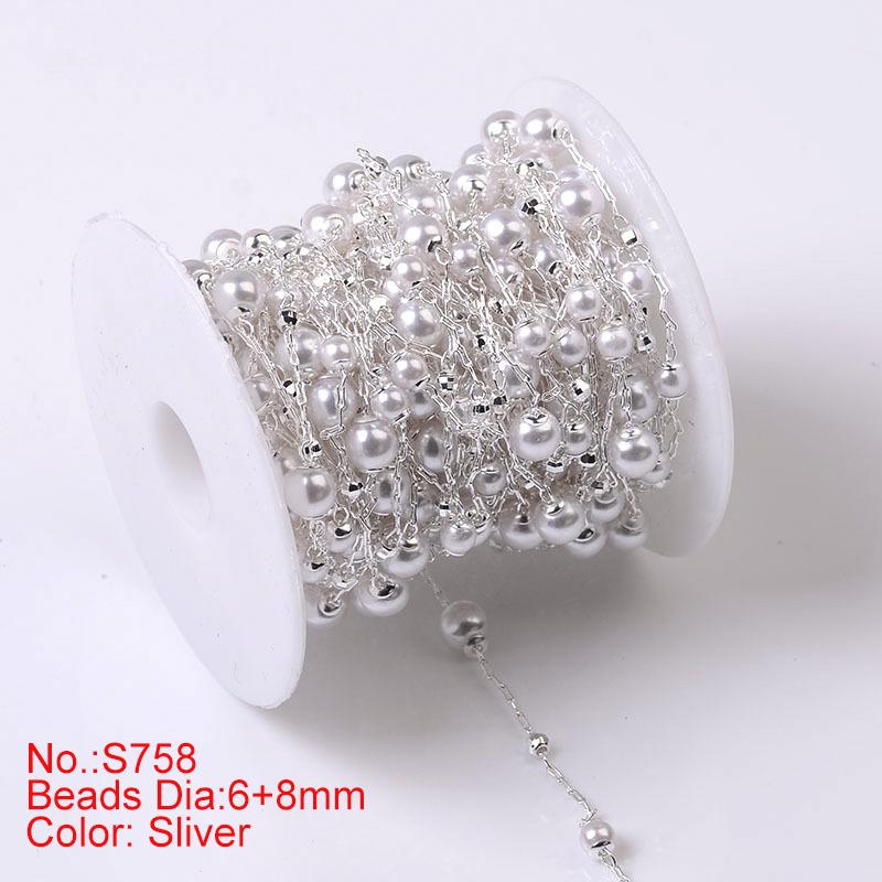 1Meter Beaded Chain Imitation Pearl Chain Copper Necklace Chain Handmade Accessories for Jewelry Making Components Crafts DIY