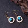 Natural Pearls With Tianhe Stone 14K Gold Ear Hook Earrings, Non-Allergic, Fashionable Style, Earrings.