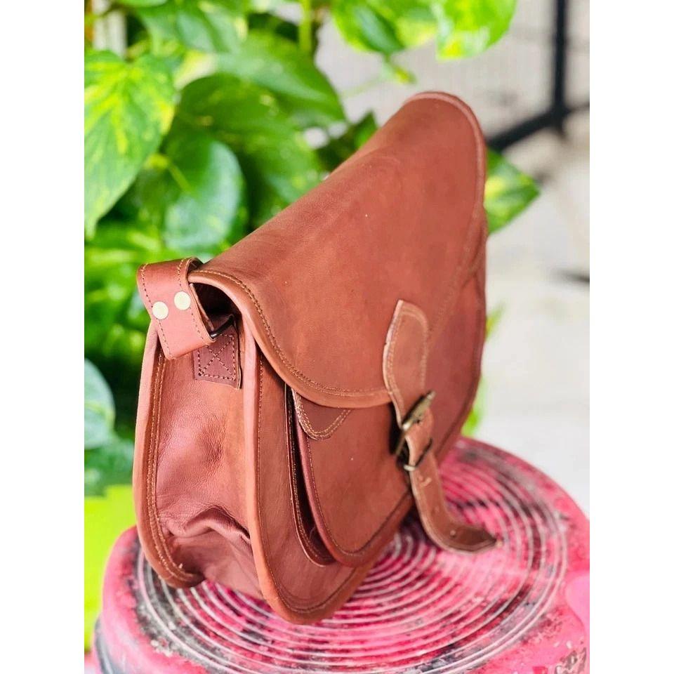 Vintage Saddle Bag Genuine Goat Logical Leather Messenger Shoulder