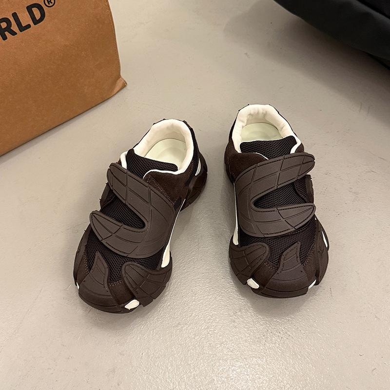 European Station Popular Velcro Octopus Daddy Shoes Women 2025 Autumn New Leather Breathable Versatile Casual Shoes