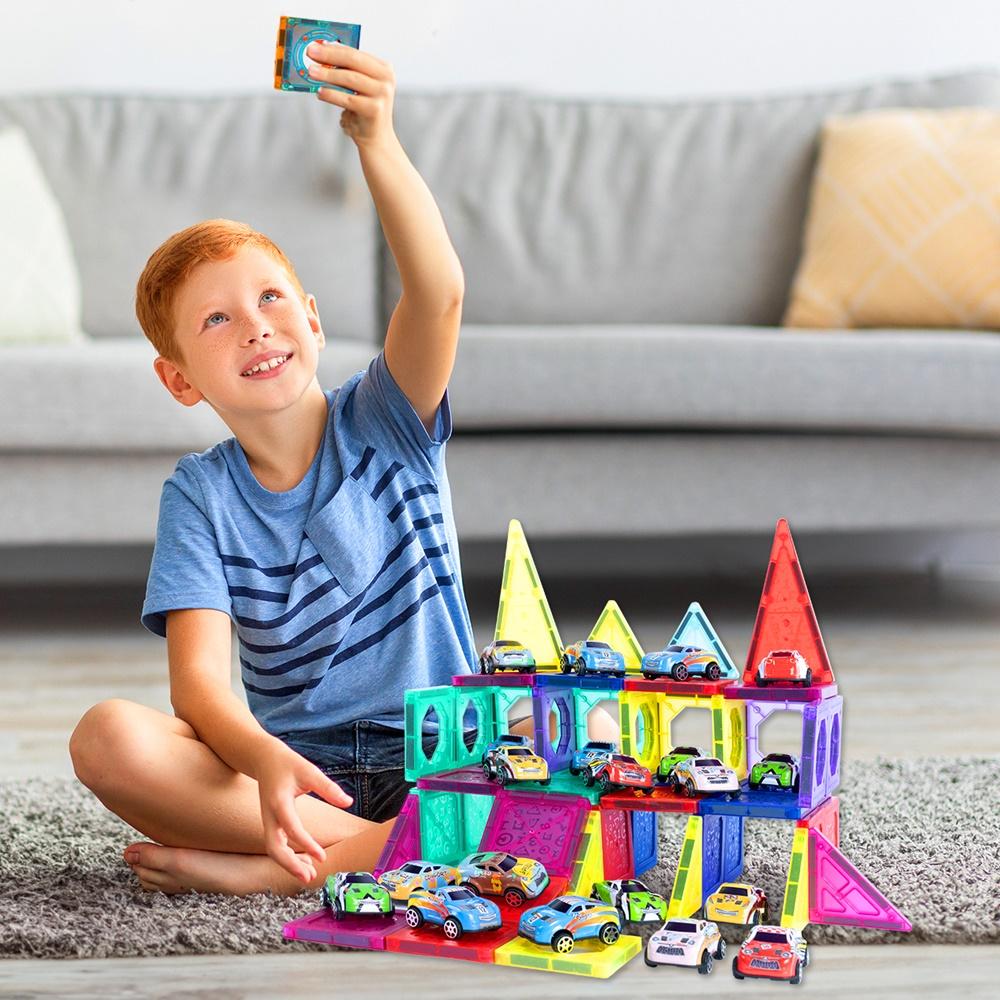 Magnetic 3D Construction Educational Blocks 68Pcs with 20 Cars