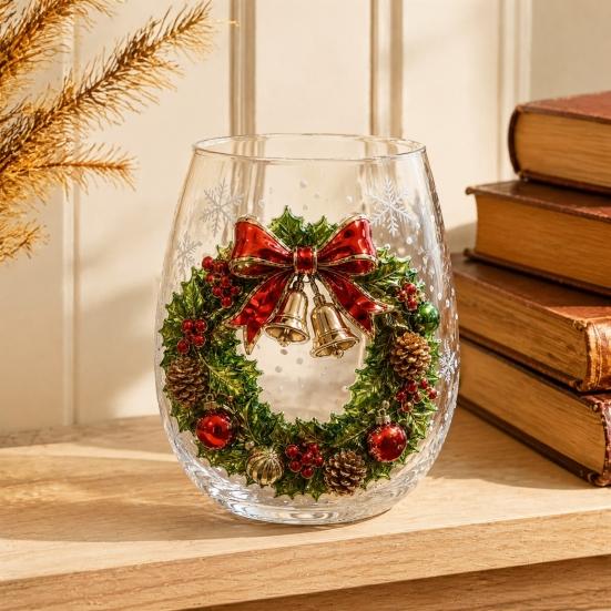 Bicchiere Resistente al Calore Bicchiere Natalizio 3D, Tazza Scolpita Babbo Natale Pupazzo di Neve Albero, Trasparente per Caffè Freddo Decorativo Bicchiere per le Feste, Festivo