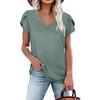 Summer Women's T-shirt Solid Color V-neck Tile Sleeve Loose Short Sleeve T-shirt Tops
