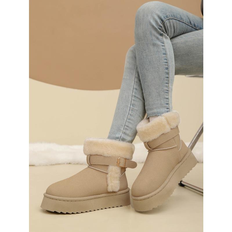 Mid-Calf Snow Boots for Women 2025 Plus Size Winter New Arrival Fashionable Versatile Anti-Slip Warm Thick-Sole Cotton Boots