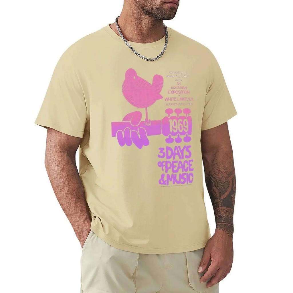 Woodstock - Camicia Acquario Rosa T-shirt a Maniche Corte Moda Maglietta di Cotone T-shirt Top