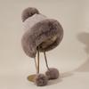Imitation Fur Shows The Face with Small White Rabbit Fur and Velvet Lei Feng Hat for Women In Winter Cycling Warm Windproof Ear Protection Ski Hat