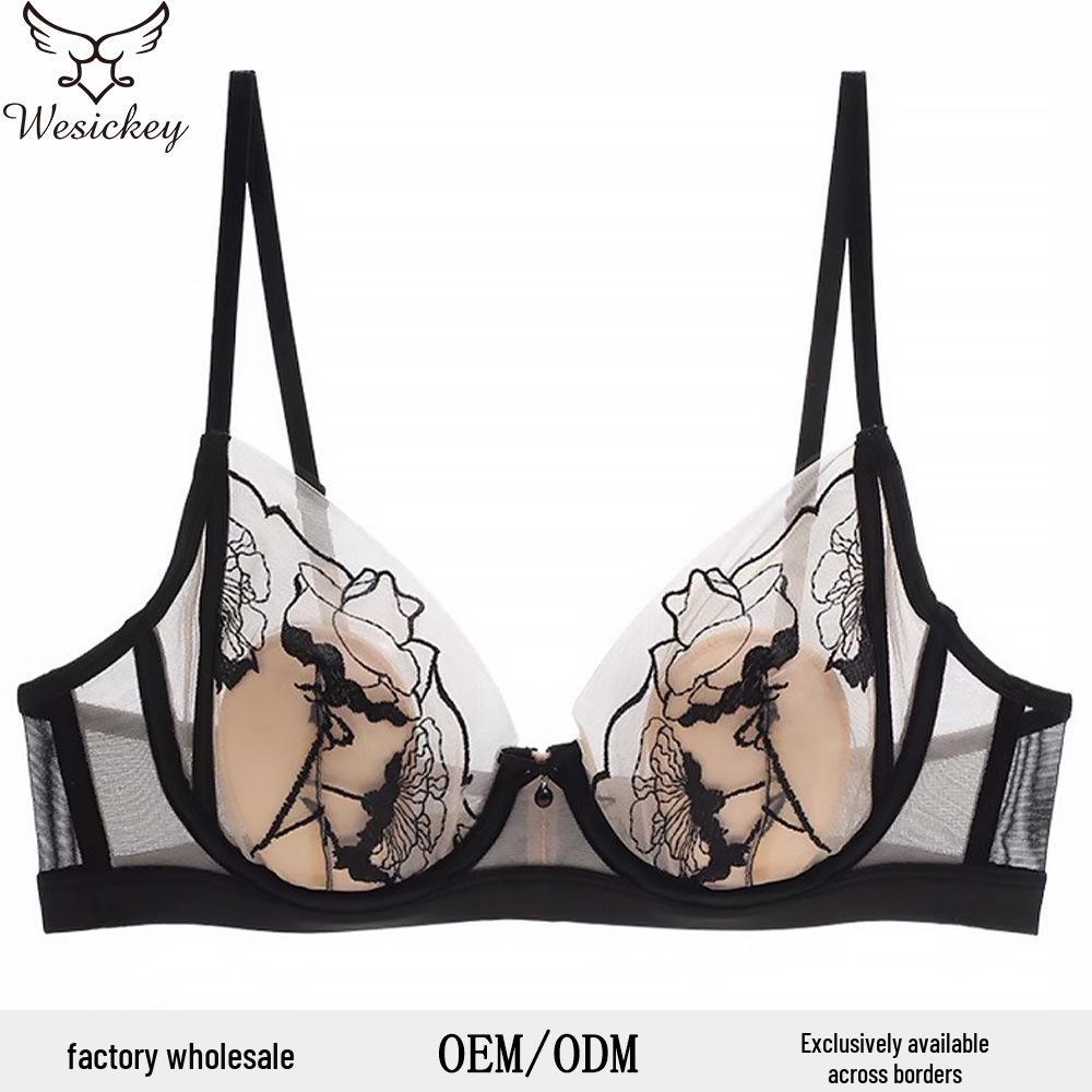 Elegant French Lace Plus Size Rabbit Ear Bra with Mesh Embroidery