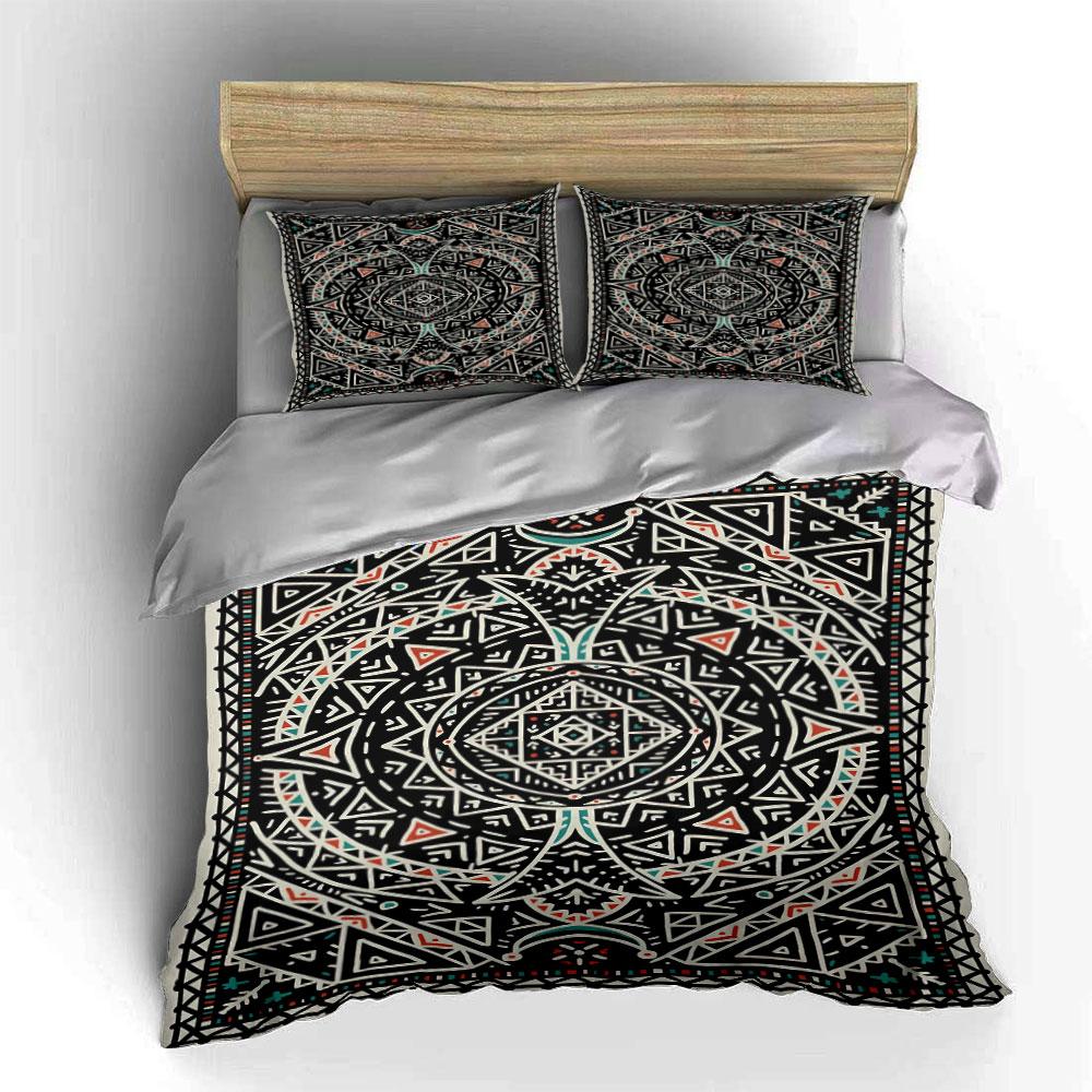 Geometric mandala-inspired design. Bedding sets Duvet cover sets Duvet covers Pillowcases(1 * Duvet Cover 2 * Pillowcases without duvet insert)