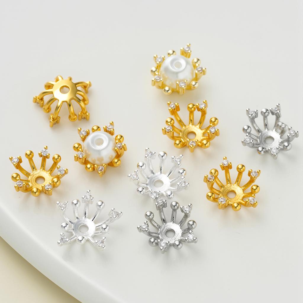 2Piece/Pack 14/18K Gold Color Plated Flower Torus Shape Beads Caps for DIY Necklace Bracelets Jewelry Making Accessories