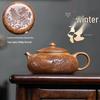 Yixing Zisha Duan Ni Teapot - A Thousand Miles of Rivers and Mountains Design for Home Tea Set