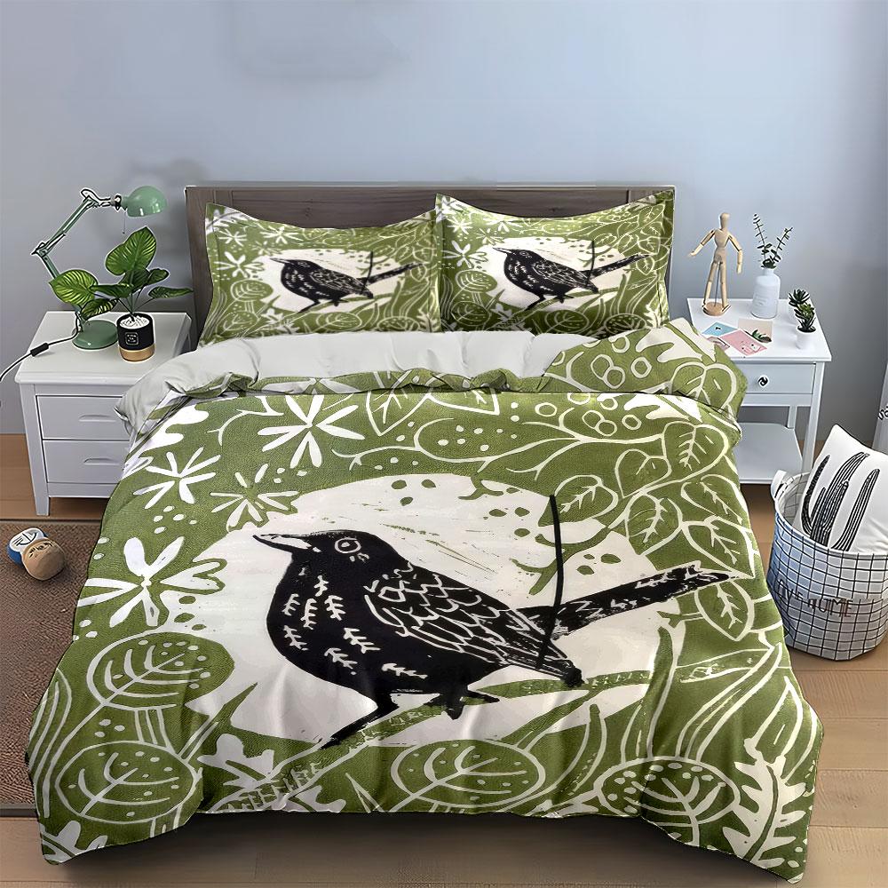 Bird Nature Art Decor Set Soft Comfortable Duvet Cover Bedding Set Included 1*Duvet Cover & 2*Pillowcases, Gift
