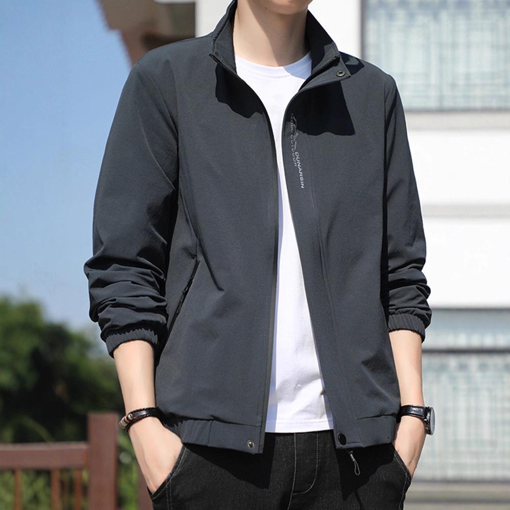 Men's Plus Size Stand-Up Collar Casual Jacket - Spring/Autumn Trend