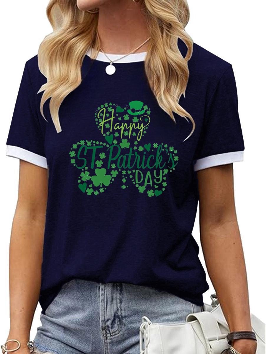 

Однотонный Ст. Топ с коротким рукавом на День святого Патрика с бесплатной доставкой - Европа и Америка TEMU Полиэстер S