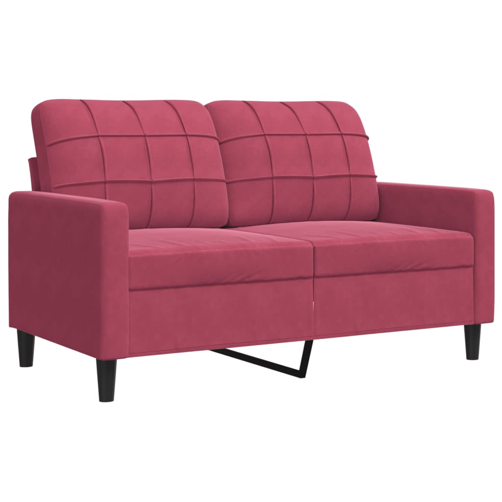 3 Piece Sofa Set with Cushions and Neck Rolls Burgundy Velvet