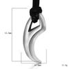 Punk Hip Hop Stainless Steel Crescent Tooth Spike Pendant Necklace Men Women Fashion Wolf Tooth Leather Rope Necklace Jewelry