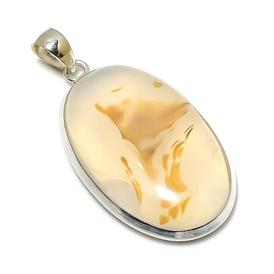 Montana Agate Gemstone Handmade 925 Sterling Silver Jewelry Pendant 1.93" GK-6286