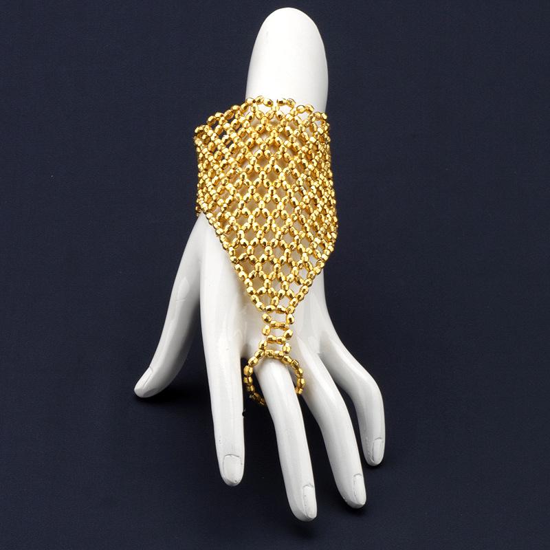 Chic European Beaded Finger Ring Bracelet for Women