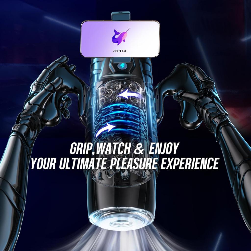 Male Masturbator Sex Toys for Men Adult Toy 7 Thrusting & Rotating Modes with Handle Phone Holder & Suction Base,Hands-Free Pocket Pussy Sex Machine