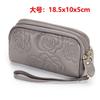 Cross-border leather clutch bag, women's new three-layer zipper, mobile phone small bag, simple mother small clutch bag