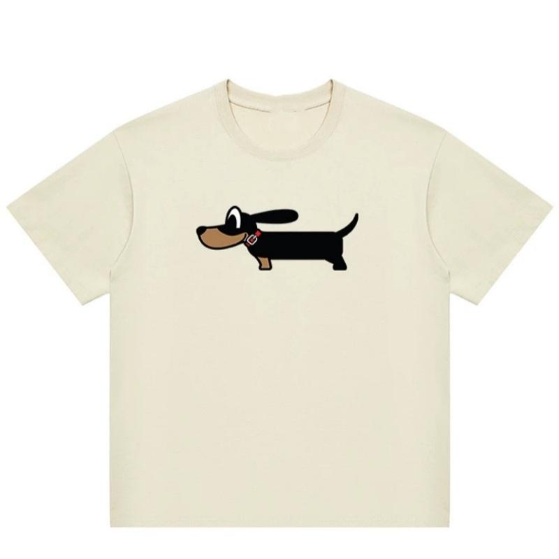 American Fashion Brand Same Sausage Dog Print Round Neck Oversized Short Sleeved T-shirt For Men's And Women's 2024 Summer New