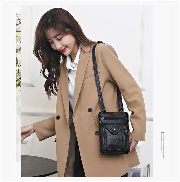 Women's Stylish Retro Crossbody Bag - Soft Leather, European & American Style, Small Shoulder Phone Bag